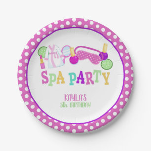 Spa Party Paper Plate - WH - Custom