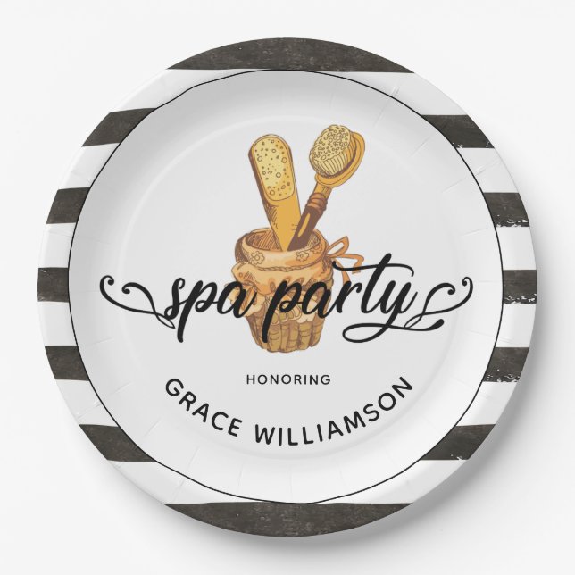 Spa Party Personalized Vintage Paper Plate (Front)