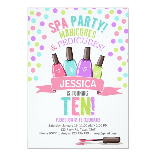 Spa Party Pink Purple birthday invitation