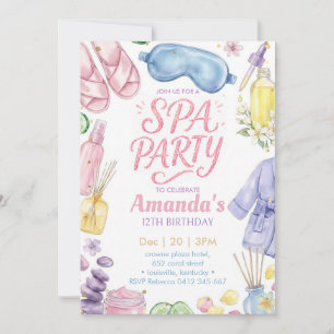  Spa party Spa Birthday  Invitation