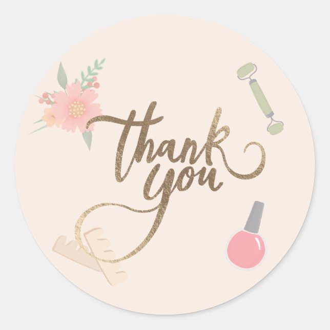 Spa Party Thank you design  Classic Round Sticker (Front)