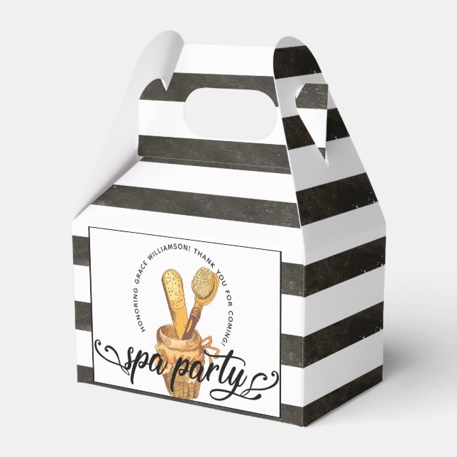 Spa Party Vintage Personalized Favor Box (Front Side)