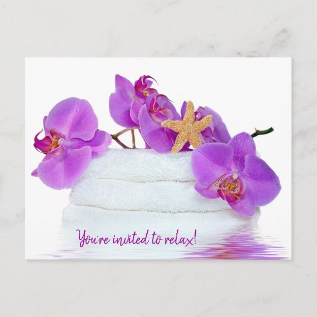 Spa Party with Orchids Invitation (Front)
