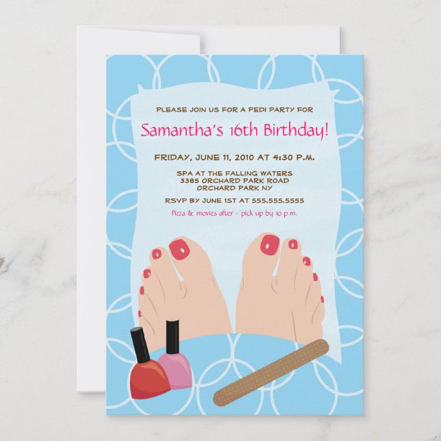 SPA PEDICURE Pedi Party Invitation 5x7 (Front)