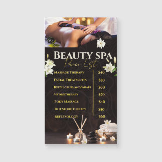 Spa Price List Service Menu