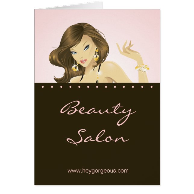 Spa Salon Brochure Greeting Card Pink Woman (Front)
