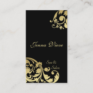 Spa & Salon Business Card Monogram Black & Gold