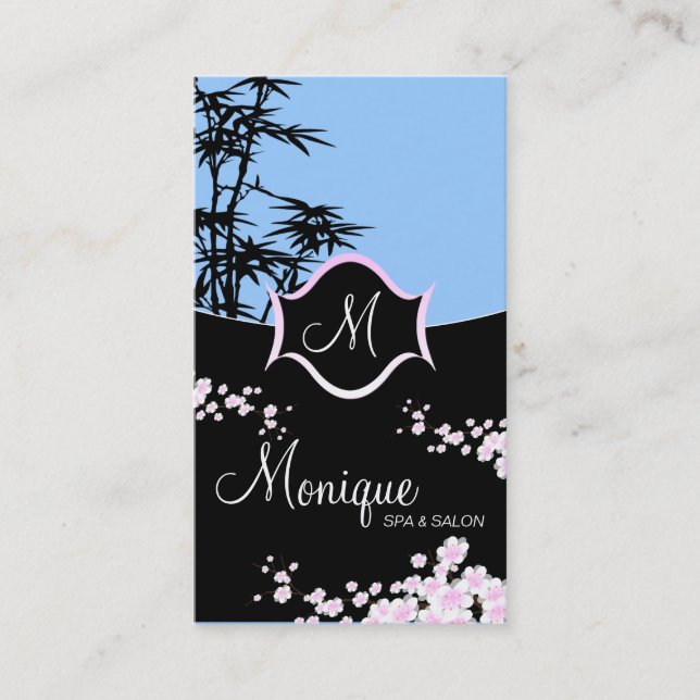 Spa & Salon Business Card - Monogram Blossoms (Front)