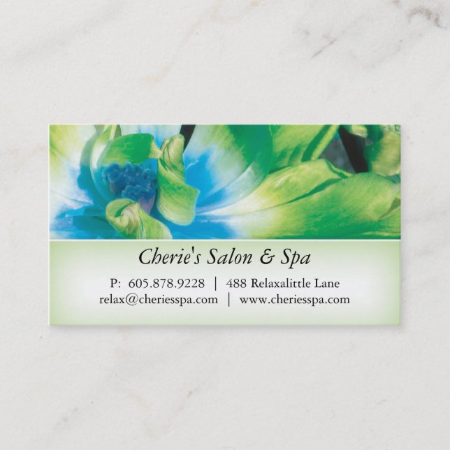 Spa - Salon Green Flower 1 Business Card (Front)