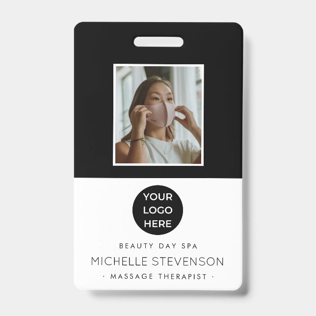 Spa Salon Photo Logo Custom Employee Badge (Front)