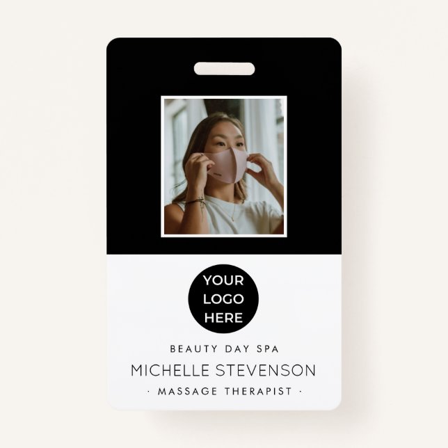 Spa Salon Photo Logo Custom Employee Badge (Front)