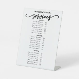 Spa Salon Price List Menu Pedestal Sign