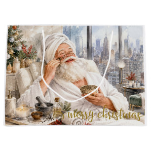 Spa Santa Claus Merry Christmas Large Gift Bag