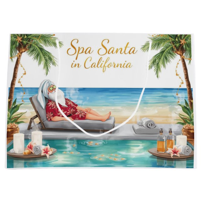 Spa Santa in LA – Merry Christmas  Large Gift Bag (Front)
