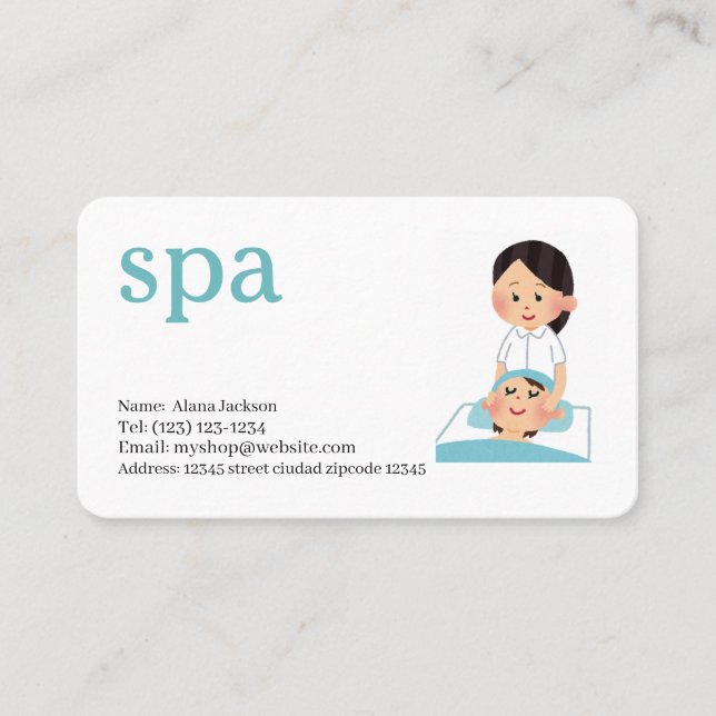 spa  services editable   business card (Front)