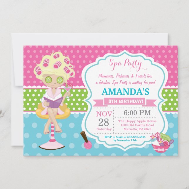 Spa Sleepover Birthday Party Invitation (Front)