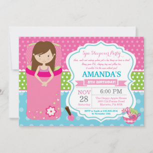 Spa Sleepover Slumber Birthday Party Invitation