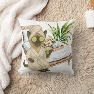 Spa themed for Siamese Cat Lovers Throw Pillow