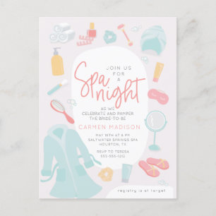 Spa things bridal shower invitation postcard
