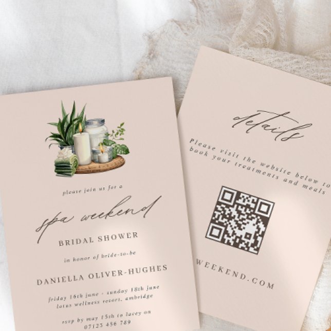Spa Weekend Bridal Shower Weekend QR Code Invitation (Creator Uploaded)