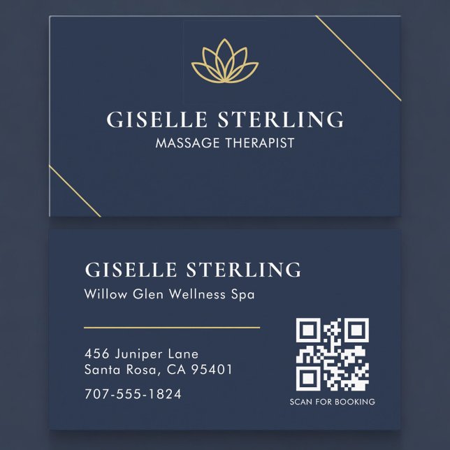 Spa & Wellness Massage Therapist QR Code Business Card (Creator Uploaded)