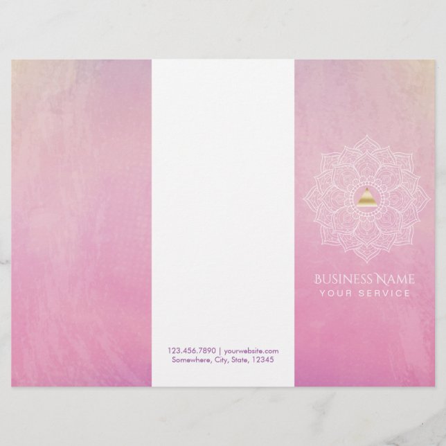 Spa Yoga Gold Triangle Mandala Watercolor Trifold (Front)