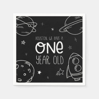 Space 1st Birthday - Houston One Year Old - Napkin