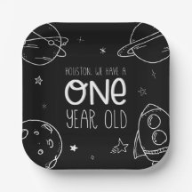 Space 1st Birthday - Houston One Year Old - Plates