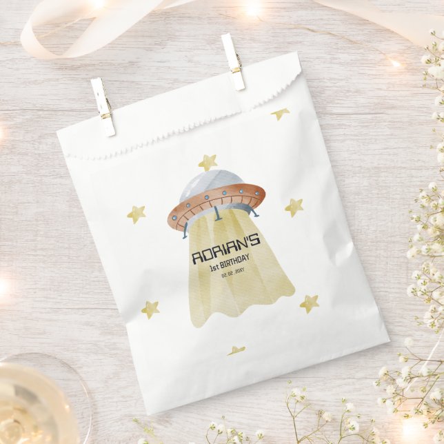 Space 1st Birthday Party First Trip Around The Sun Favour Bag (Clipped)