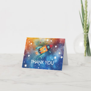 Space 1st Birthday Party First Trip Around the Sun Thank You Card