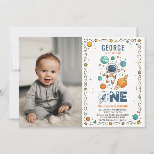 Space Adventure 1st birthday   Outer Space  Invitation