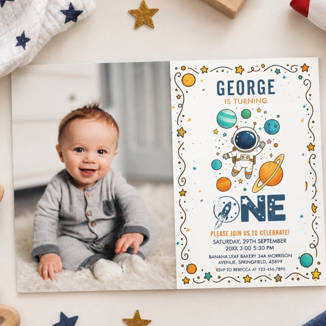 Space Adventure 1st birthday | Outer Space  Invitation (Space Adventure 1st birthday | Outer Space Invitation)