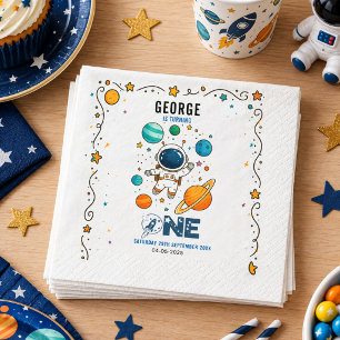 Space Adventure 1st Birthday Outer Space Party Napkin