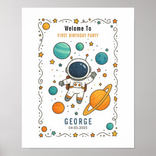 Space Adventure 1st Birthday   Outer Space Poster