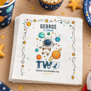Space Adventure 2nd Birthday Outer Space Party Napkin