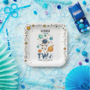 Space Adventure 2nd Birthday Outer Space Party Paper Plate