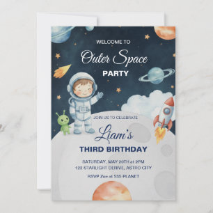Space Adventure Astronaut Birthday Invitation