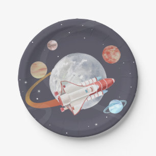 Space Adventure Boy's Birthday Paper Plate
