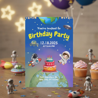 Space Adventure Invitation d'anniversaire