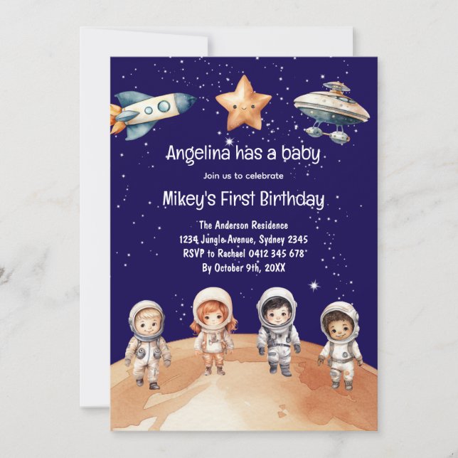 Space Adventure | Kids' Birthday Party Invitation  (Front)