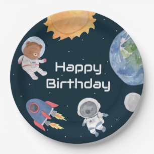 Space Adventure: Planets and Animals Astronauts Paper Plate