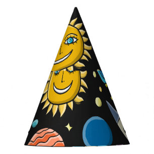 Space adventure: planets, rockets pattern. party hat