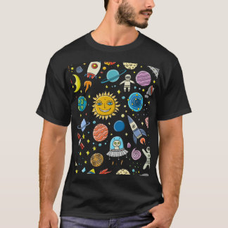 Space adventure: planets, rockets pattern. T-Shirt