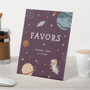 Space Adventure Playful Kids Birthday Party Favors Pedestal Sign