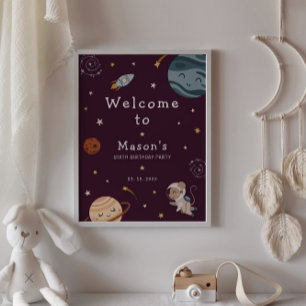 Space Adventure Playful Kids Birthday Party Poster