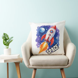 Space Adventure Poster Adventure Awaits Among Throw Pillow