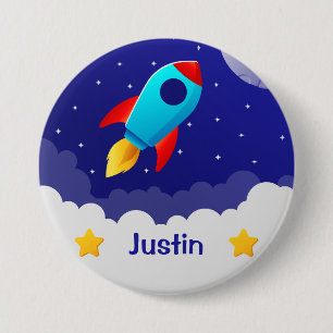 Space Adventure Rocket Design 3 Inch Round Button