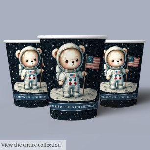 Space Adventure Teddy Bear Astronaut Baby Boy Cups