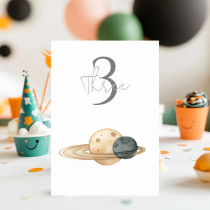"Space Adventure Watercolor First Birthday  Table Number