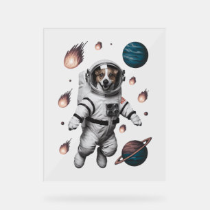 Space Adventure With A Dog Astronaut Acrylic Sign